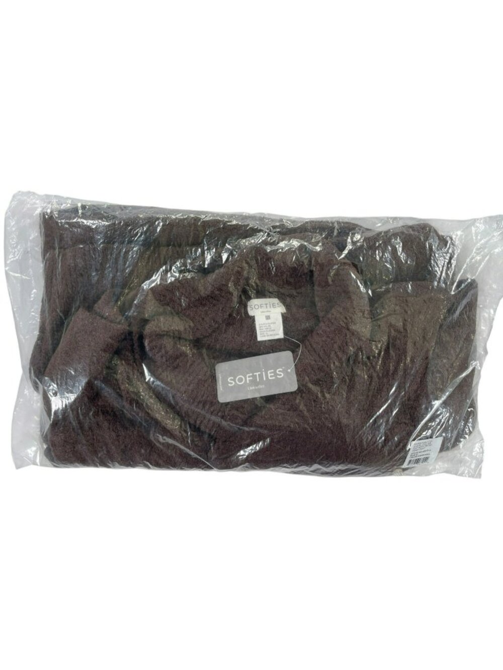 Softies Marshmallow Shawl Collar Top W/Front Seam Pant Set Espresso Wmn's Sz XL